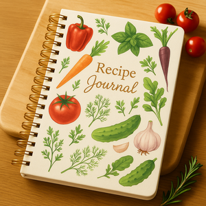 LABON Journal de recettes en spirale A5 Couverture rigide <span class=keywords><strong>Illustration</strong></span> de légumes Cahier de cuisine Livre de recettes personnalisé pour écrire des plans de repas Recettes - Product Image 2