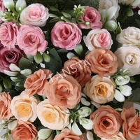 Bouquet de 15 petites roses nordiques nobles en soie, fleurs artificielles pour arche de mariage, décoration de salon et de table, vente en gros
