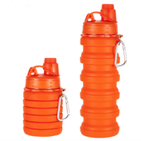 Bouteille d'eau pliable classique en silicone 500 ml – Écologique, qualité alimentaire, non toxique – Gourde de sport et de voyage