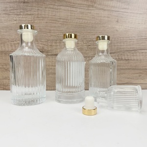 Luxury 100ml 200ml Clear Aromatherapy Perfume <b>Reed</b> <b>Diffuser</b> Transparent Glass Bottle and Gold Glass Lids - Product Image 4