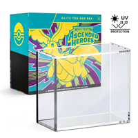 Boîte de protection en acrylique transparente avec aimant puissant pour collection TCG Elite Trainer Box (ETB) – Étui en acrylique avec couvercle magnétique