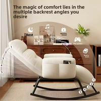 Fauteuil à bascule moderne minimaliste de style nordique pour adultes, fauteuil à bascule relaxant et paresseux, pliable et inclinable, pour salon, avec structure en acier