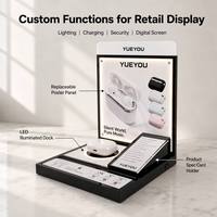 Support d'affichage en acrylique pour écouteurs Bluetooth TWS personnalisés, station d'accueil éclairée par LED, montage facile, panneau lumineux remplaçable, carte de spécifications