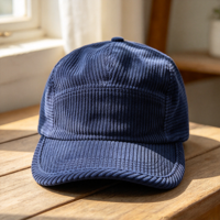 Casquette en velours côtelé à visière plate vierge, personnalisable avec logo, 5 panneaux, style vintage, non structurée, chaude, pour la randonnée, le trekking, les activités de plein air et les voyages