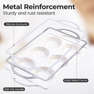 <span class=keywords><strong>Molde</strong></span> para Hornear de Silicona <span class=keywords><strong>Jumbo</strong></span> de 6 Cavidades, Antiadherente, Libre de BPA, con Marco Reforzado de Metal, Marca SILIKOLOVE - Product Image 2