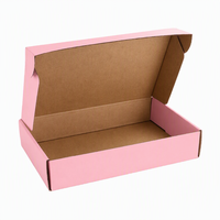 Boîtes d'expédition en carton ondulé rose pastel imprimées sur mesure, intérieur kraft, fermeture à languette supérieure, boîtes d'expédition vierges pour le commerce électronique et la vente au détail