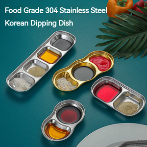 Hàn Quốc 304 thép không gỉ hình chữ nhật Nước Sốt món ăn kim loại nước sốt container nước tương món ăn Bộ đồ ăn BBQ nhà hàng bên nhà - Product Image 2