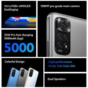 Xiaomi-Téléphone portable Redmi Note 11S, version mondiale, 64 Go, 128 Go, Helio G96 Octa Core, batterie 5000mAh, charge Pro 33W, appareil photo 108MP