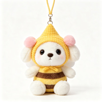 Porte-clés en peluche chien abeille mignon, pendentif animal en peluche doux, porte-clés personnalisé, plusieurs couleurs