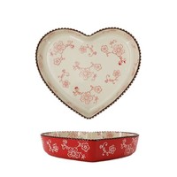 Assiette creuse en céramique en forme de cœur, motif sapin de Noël, en grès sous-glaçure floral, résistante au four, pour salade, pâtes, dessert