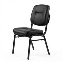Chaise empilable noire pour banquet, structure tubulaire en métal, siège rembourré, mobilier pour salle de réception, événement, hôtel