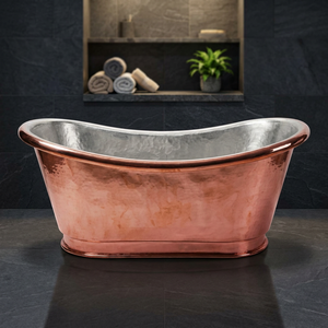 Bañera independiente de cobre martillado, doble, color bronce aceitado, lo último en lujo para el baño - Indian Home Craft - Product Image 2
