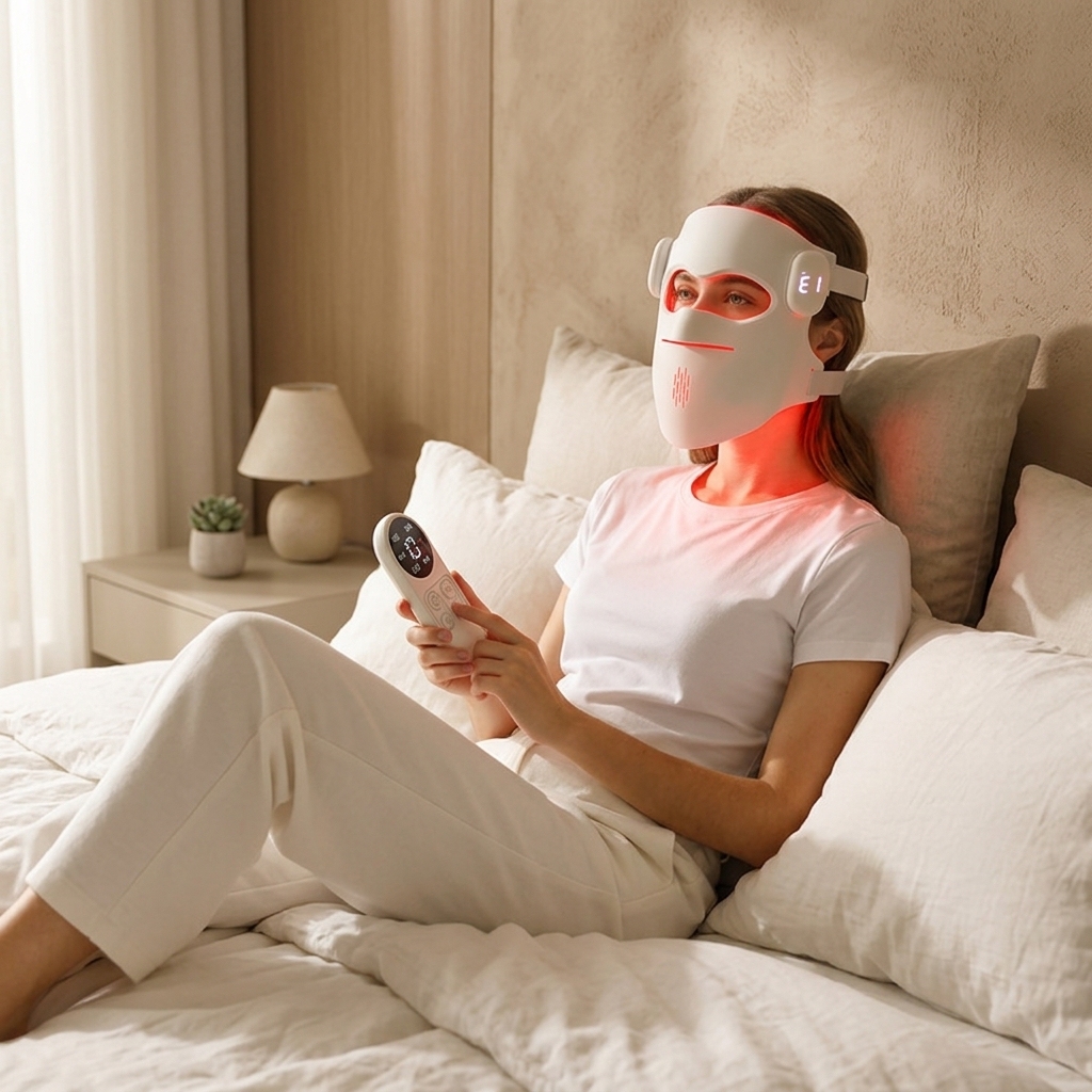 EYCO New Arrivals Wireless 3D Lcd Remote Infrared 630nm 850nm Beauty Face Care Red Light Therapy Led Facial Mask