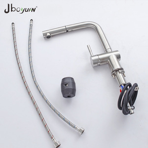 Jboyuan Stainless Steel Single Handle Pull Out Kitchen Faucet Modern Deck <b>Mounted</b> Ceramic Valve Core - Product Image 4