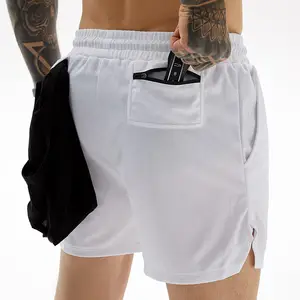 Groothandel Heren Sneldrogende Gymshorts Ademend Mid Taille Jogger Hardloopshort Casual Sport Volwassenen Dragen Ademend