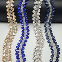 Bordure de strass Hot Fix œil de cheval pour chaussures, sacs, vêtements - Garnitures en dentelle perlée avec tige