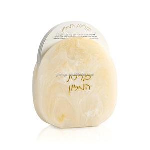 Luxury Marble Pattern Lucite Holder Hebrew Prayer <strong>Cards</strong> Elegant Clear Acrylic Judaica <strong>Table</strong> Blessing Religious Gift Bencher Set - Product Image 1