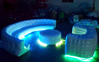 Maßgefertigter Langlebiger PVC-Tarpaulin Aufblasbarer Runder Sofa-Sessel mit LED-Beleuchtung zum Verkauf