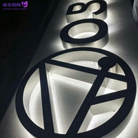Enseigne LED 3D en acier inoxydable avec éclairage halo inversé, lettres personnalisées pour les entreprises en intérieur, les magasins de détail, la décoration murale de réception de bureau