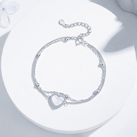 Pulsera de Piedra Natural Dan Jewelry para Mujer, Uso Diario, Pulsera de Corazón para Regalo de Aniversario o Cumpleaños, Plata de Ley 925 con Cuentas