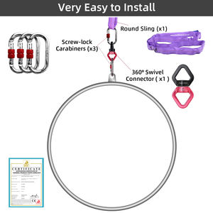 Aro Aéreo profesional <span class=keywords><strong>de</strong></span> acero inoxidable 1Tab 37 "95cm para <span class=keywords><strong>acrobacias</strong></span> Circus Aerial Lyra Hoop Set - Product Image 2