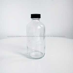 Botella de Vidrio Pequeña de Alta Calidad <span class=keywords><strong>con</strong></span> Logotipo Personalizado Impreso y Tapa de Bambú, Frasco Reutilizable de 250 ml para Café, Jugos y Bebidas de Yogur - Product Image 2