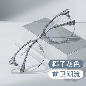 Lunettes anti-lumière bleue Jingyi 122601, demi-monture rectangulaire, pour hommes, en titane, verres acryliques, protection contre la lumière bleue, origine Danyang - Product Image 3