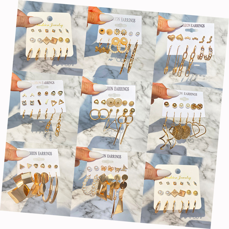 KISSWIFE Metal Earring Set Fashion Geometric