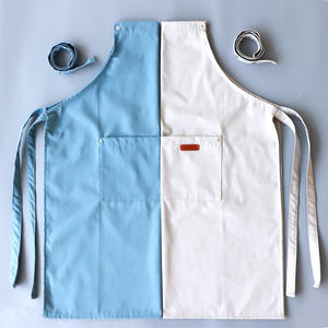 Tablier simple en coton et lin de couleur unie pour usage quotidien, cuisine et travail, adapté aux quatre saisons - Product Image 1