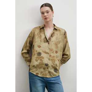 Vero Moda Camisa con botones y estampado floral para mujer, color caqui, informal, para el día a día, blusa de popelina - Product Image 2