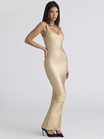 Robe mini bandage unie pour femme, col en U, sans manches, moulante, effet métallisé, extensible, pour soirée, club, cocktail