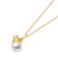 Collier Pendentif en Or 18 carats avec Perle Naturelle 5D, Design Ampoule, Creux, pour Femme, Bijoux Fins, Cadeau de Fiançailles