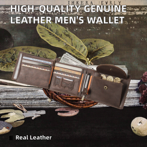 Gran oferta, billetera clásica plegable de cuero genuino de alta calidad para hombre, estilo Vintage con función RFID, longitud delgada y larga - Product Image 3