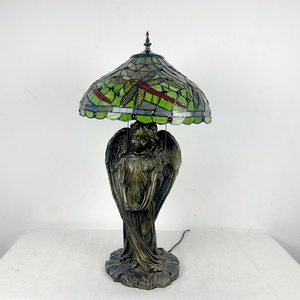 LongHuiJing Dragonfly Antique Stained Glass Table Lamp with 16-Inch Lamphade Flexible & Simple Design AC E26 LED Desk Lamp - Product Image 4