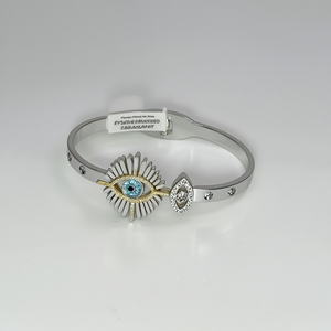 Bracelet en cristal plaqué or PVD, acier inoxydable 316L, motif œil porte-bonheur, ajustable, bijoux tendance - Product Image 2