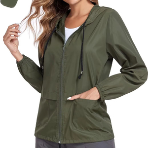 Veste imperméable légère pour <span class=keywords><strong>femme</strong></span>, couleur vert olive, coupe-vent, pour la <span class=keywords><strong>randonnée</strong></span> en plein air - Product Image 1