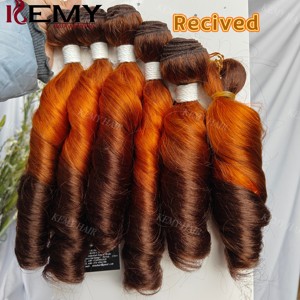 KEMY HAIR Extension Sintetica Riccioli Voluminosi, Onda Morbida, Trecce Sintetiche Crochet Ombré <span class=keywords><strong>Rame</strong></span> Zenzero per Donna - Product Image 2