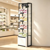 Meuble de présentation vertical en métal pour produits de soin, étagère à cosmétiques multi-niveaux avec compartiment de rangement inférieur