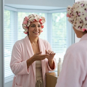 SOLPOP <span class=keywords><strong>Bonnet</strong></span> <span class=keywords><strong>de</strong></span> <span class=keywords><strong>nuit</strong></span> en polaire douce et moelleuse doublé <span class=keywords><strong>satin</strong></span> Teddy pour femmes aux cheveux bouclés naturels, avec oreilles <span class=keywords><strong>de</strong></span> chat, motif léopard <span class=keywords><strong>de</strong></span> luxe - Product Image 5