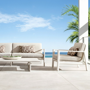 Canapé d'extérieur moderne en aluminium et osier résistant aux intempéries, matériaux mixtes, pour jardin et villa - Fabrication directe usine - Product Image 1