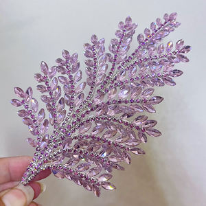 ผ้าปะติด & ชุดแต่งงานอุปกรณ์เสริมผมงานเย็บติดกระจกประดับพลอยเทียมแผ่นหลังเรียบงานแฮนด์เมด JP คริสตัล3D 5ชิ้น - Product Image 4