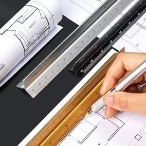 Fornitura di fabbrica 6 pollici 12 pollici 3 lati ingegneria del metallo triangolo architettonico righello in alluminio scala metrica regola triangolare - Product Image 5