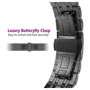 Correa de metal Upro hot 7 Bead para Apple Watch Series 9 8 7 6 5 4, correa de reloj dorada de 22 mm y 20 mm, correa de acero inoxidable. - Product Image 5