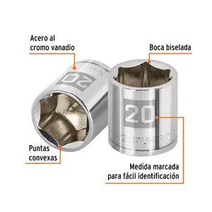 BOX 6 Douille 20 mm, 6 points, entraînement 3/8 po, TRUPER - Product Image 2