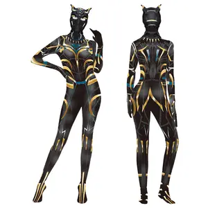 Superhero Costume Halloween Cosplay Jumpsuit for Women Kids Deluxe Black Panther 2 Costume