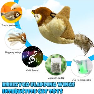Giocattolo interattivo Premium erba gatta ali svolazzanti passero per gattini cani di piccola taglia peluche uccello di plastica senza suono di cinguettio volante - Product Image 3