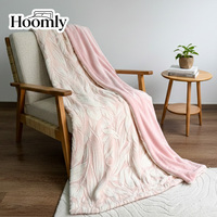 Selimut Flanel Fleece Motif Bunga Hoomly Fashion Design Ukuran Sedang Nyaman dan Hangat untuk Kamar Tidur dan Sofa