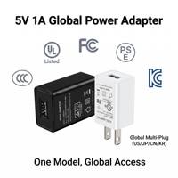 Adaptateur secteur USB 5V 1A Shenzhen Lvxiangyuan LX050100 certifié UL FCC PSE CCC KC avec prises US/JP/CN/KR pour humidificateurs et pistolets de massage