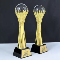 Trophée personnalisé en cristal doré lisse pour événements sportifs, récompenses et commémorations