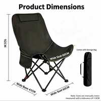 Chaise pliante d'extérieur à dossier haut réglable en 3 positions, avec poche latérale, portable, légère, design robuste, pour la randonnée, le jardin, le parc